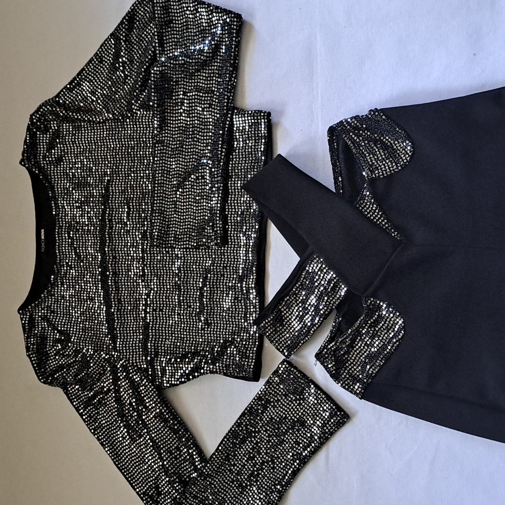 Silver Sequin Pant Set